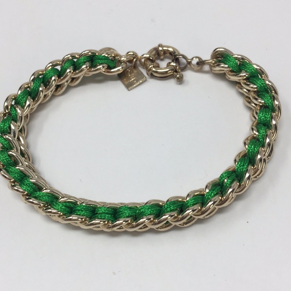 Green thread and gold link chain GAP bracelet
